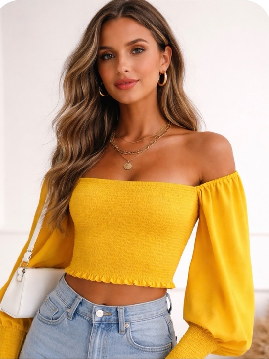 Gianni Bini Tops - Gianni Bini Mustard Yellow Smocked Blouse